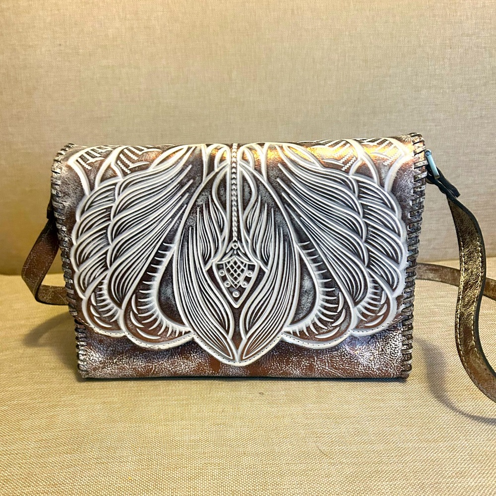 Patricia Nash Tooled Leather Sarola Crossbody/Clutch/Bag